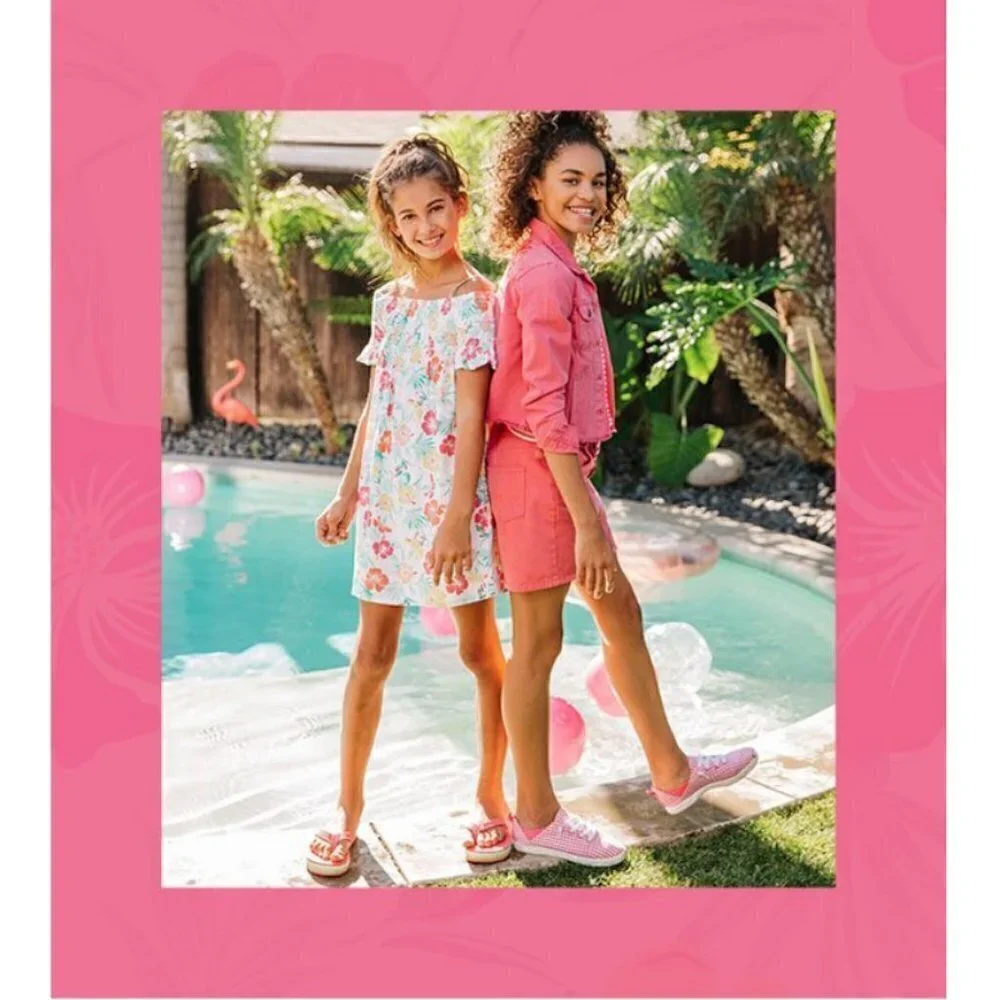 💕BARBIE x ROXY GIRLS💕 Tigers Eyes Denim Jacket ~ Pink Lemonade 10/M NWT